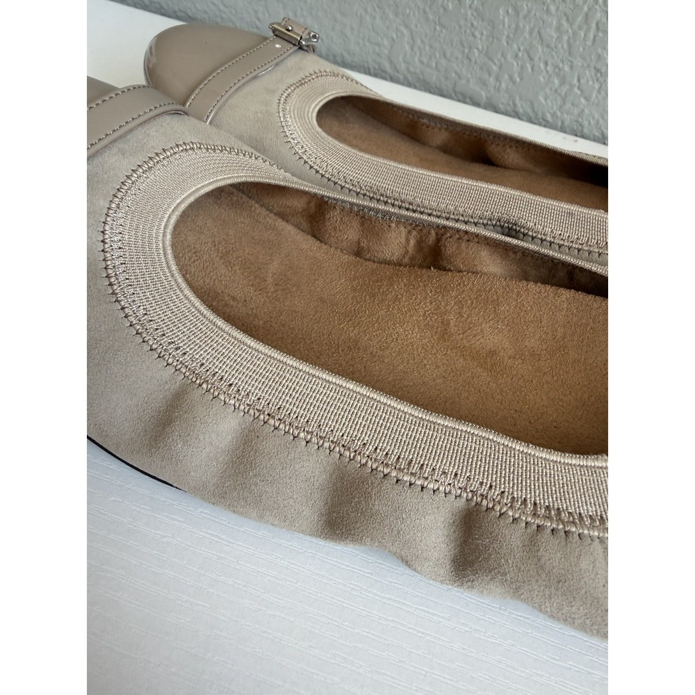 Vionic Neva Women's US 9 Taupe Suede Patent Cap Toe Buckle Ballet Flats - Picture 7 of 11